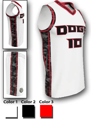 Quick Ship - Adult/Youth "Sky High Camo Insert " Custom Sublimated Basketball Uniform