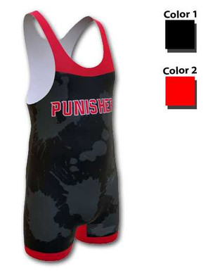 Adult/Youth "Punisher" Custom Sublimated Wrestling Singlet Custom Wrestling Singlets All Sports Uniforms