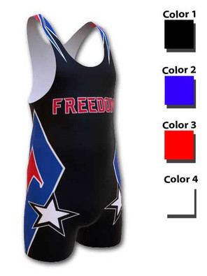 Adult/Youth "Freedom" Custom Sublimated Wrestling Singlet Custom Wrestling Singlets All Sports Uniforms