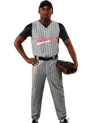 Adult/Youth "Sleeveless Yankee Pinstripe" Button Front Baseball Uniform Set