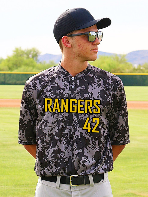 Youth Digital Camo Attack Two-Button Baseball Jersey - All