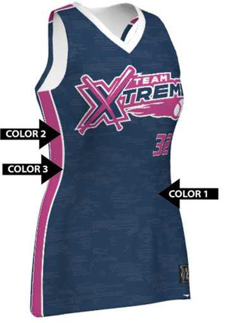 Quick Ship - Womens/Girls "Windmill" Custom Sublimated Sleeveless Softball Jersey-2 Quick Ship Sleeveless Softball Jerseys All Sports Uniforms