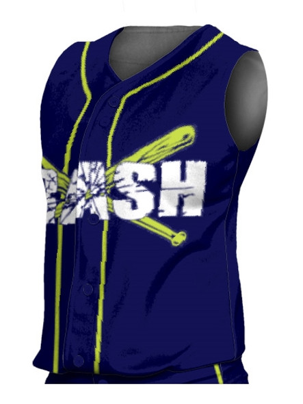 Control Series Premium - Womens/Girls "1 Color Piping" Custom Sublimated Sleeveless Button Front Softball Jersey