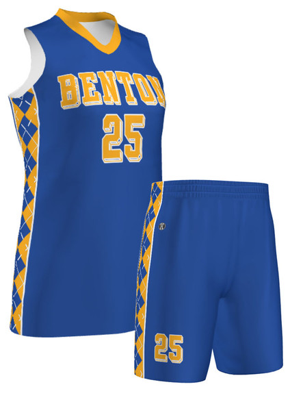 Quick Ship - Womens/Girls Racerback "Argyle" Custom Sublimated Basketball Uniform