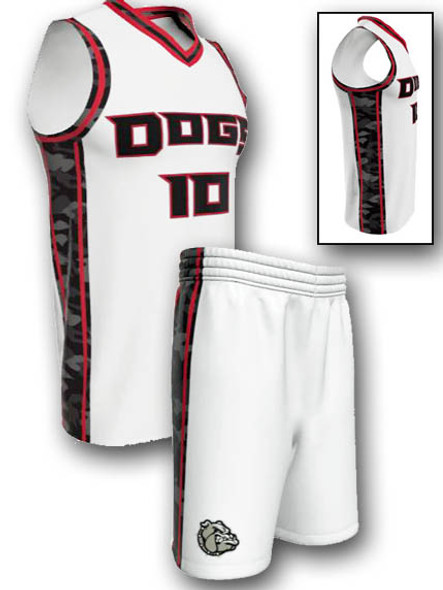 Quick Ship - Adult/Youth "Sky High Camo Insert " Custom Sublimated Basketball Uniform