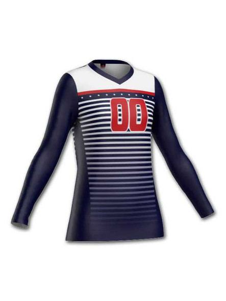 Control Series - Quick Ship "Liberty" Custom Sublimated Volleyball Jersey Long Sleeve Volleyball Jerseys All Sports Uniforms