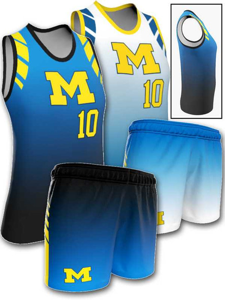 Quick Ship - Womens/Girls "Bullseye Gradient" Custom Sublimated Reversible Basketball Uniform Control Series Womens Reversible Basketball All Sports Uniforms