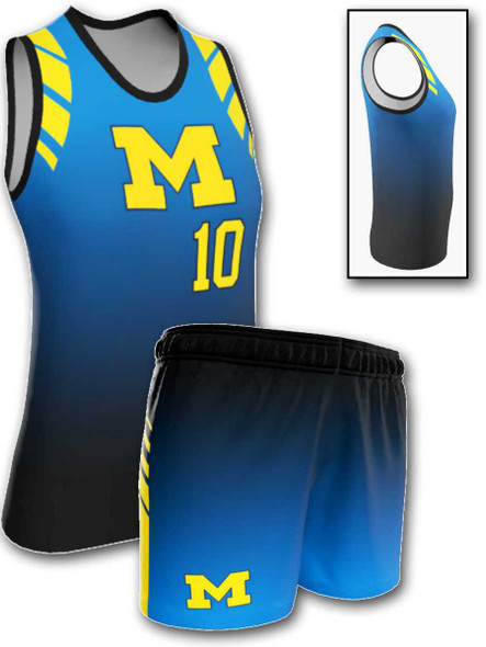 Quick Ship - Womens/Girls "Bullseye Gradient" Custom Sublimated Basketball Uniform Control Series Womens Non-Reversible Basketball All Sports Uniforms