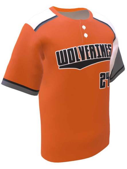 Control Series - "Wolverine" Custom Sublimated 2 Button Baseball Jersey 2 Buttons All Sports Uniforms