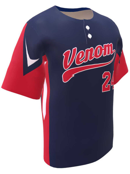 Control Series - "Venom" Custom Sublimated 2 Button Baseball Jersey 2 Buttons All Sports Uniforms
