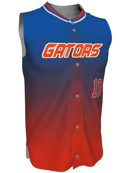 Juice - "Brooklyn Gradient" Custom Sublimated Sleeveless Button Front Baseball Jersey Sleeveless All Sports Uniforms
