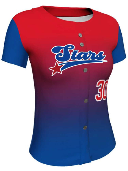 Juice Series - "All Star Gradient" Custom Sublimated Button Front Softball Jersey Button Front Jerseys All Sports Uniforms