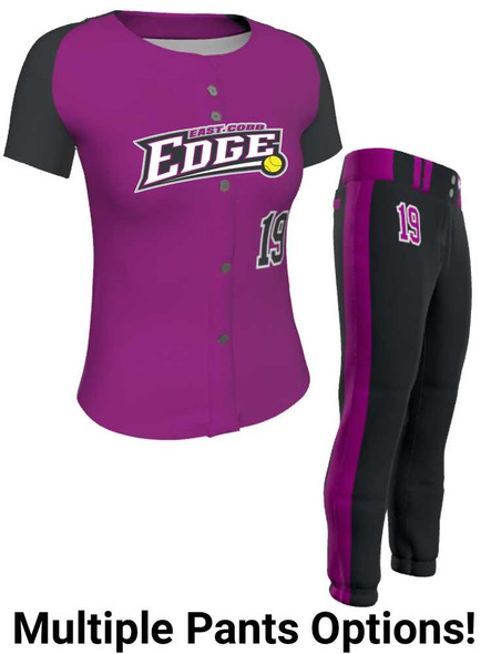 Juice Series - "Curve" Custom Sublimated Button Front or Faux Front Softball Set Juice Button Front Sets All Sports Uniforms
