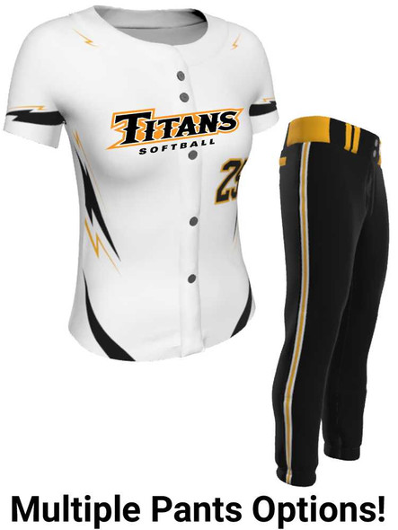Juice Series - "Drive" Custom Sublimated Button Front or Faux Front Softball Set Juice Button Front Sets All Sports Uniforms