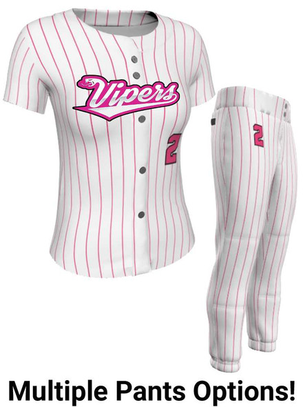 Juice Series - "Slugger" Custom Sublimated Button Front or Faux Front Softball Set Juice Button Front Sets All Sports Uniforms