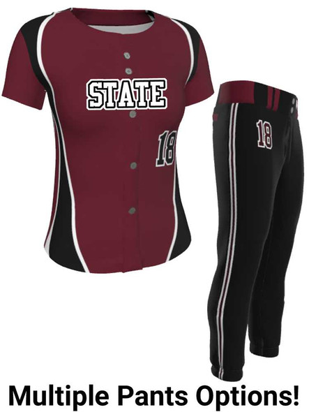 Juice Series - "Typhoon" Custom Sublimated Button Front or Faux Front Softball Set Juice Button Front Sets All Sports Uniforms