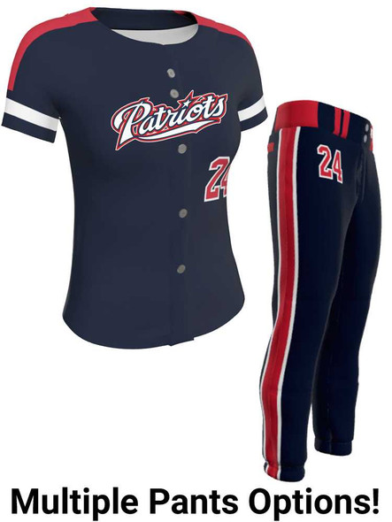 Juice Series - "Breaker" Custom Sublimated Button Front or Faux Front Softball Set Juice Button Front Sets All Sports Uniforms