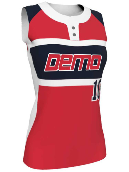 Juice Series - Premium "Throwback" Custom Sublimated Sleveless 2 Button Softball Jersey 2 Button All Sports Uniforms