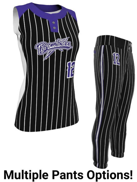 Juice Series - Premium "Base Hitter" Custom Sublimated Sleeveless 2 Button Softball Set 2 Button All Sports Uniforms