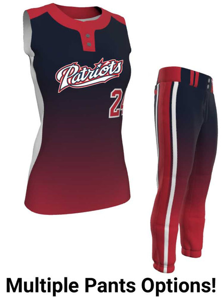 Juice Series - Premium "Breaker Gradient" Custom Sublimated Sleeveless 2 Button Softball Set 2 Button All Sports Uniforms