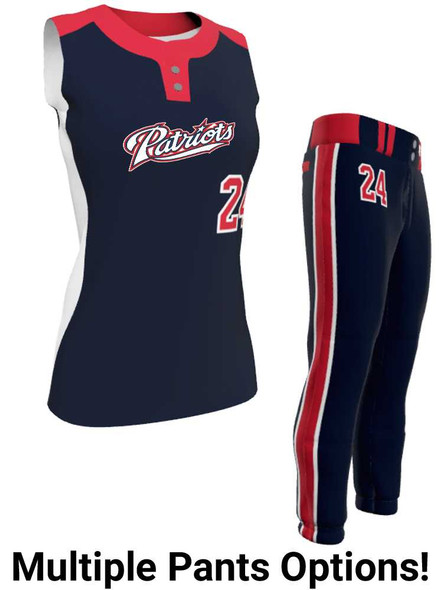 Juice Series - Premium "Breaker" Custom Sublimated Sleeveless 2 Button Softball Set 2 Button All Sports Uniforms
