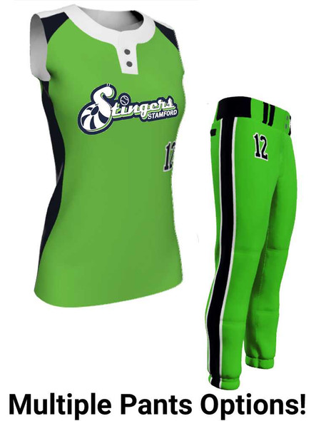 Juice Series - Premium "Crosshatch" Custom Sublimated Sleeveless 2 Button Softball Set 2 Button All Sports Uniforms