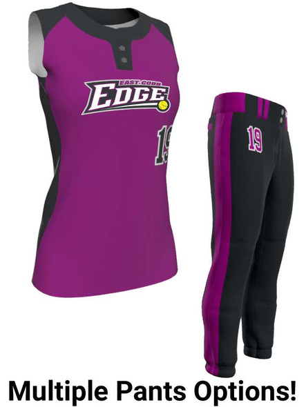 Juice Series - Premium "Curve" Custom Sublimated Sleeveless 2 Button Softball Set 2 Button All Sports Uniforms