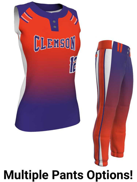 Juice Series - Premium "Down Two Gradient" Custom Sublimated Sleeveless 2 Button Softball Set 2 Button All Sports Uniforms