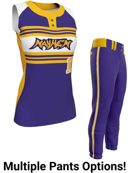Juice Series - Premium "Enclose" Custom Sublimated Sleeveless 2 Button Softball Set 2 Button All Sports Uniforms