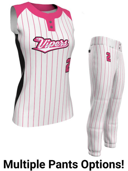 Juice Series - Premium "Slugger" Custom Sublimated Sleeveless 2 Button Softball Set 2 Button All Sports Uniforms