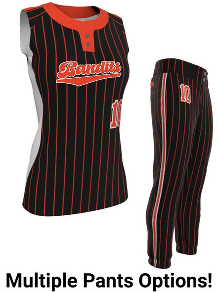 Juice Series - Premium "Stopper" Custom Sublimated Sleeveless 2 Button Softball Set 2 Button All Sports Uniforms