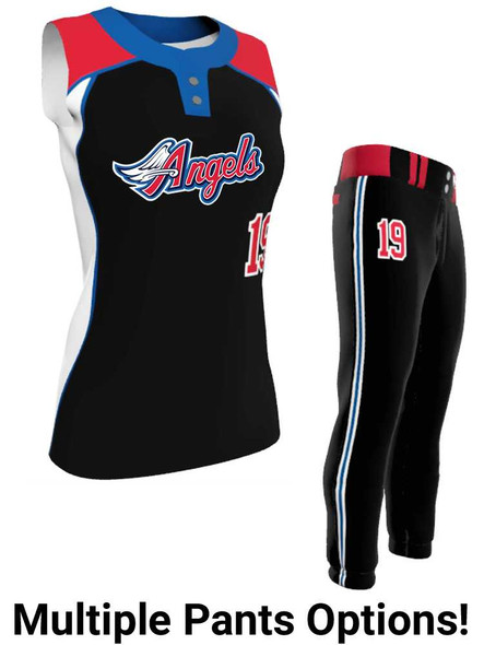 Juice Series - Premium "Stunner" Custom Sublimated Sleeveless 2 Button Softball Set 2 Button All Sports Uniforms