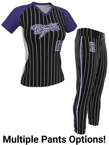 Control Series - Premium "Base Hitter" Custom Sublimated V Neck Softball Set Control Series V Neck - Crew Sets All Sports Uniforms