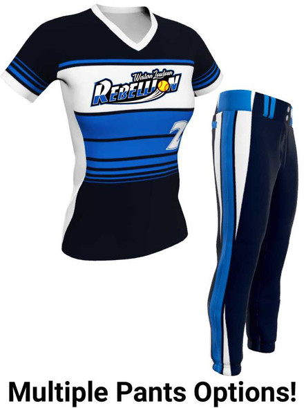 Control Series - Premium "On Deck" Custom Sublimated V Neck Softball Set Control Series V Neck - Crew Sets All Sports Uniforms