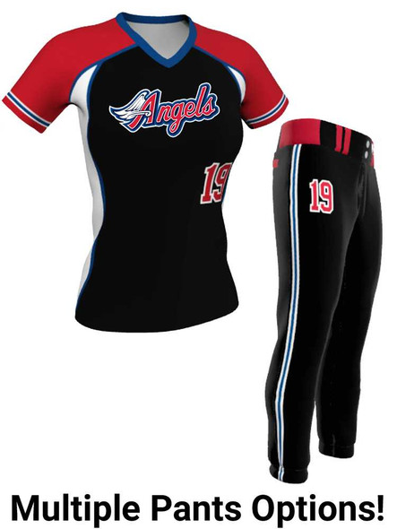 Control Series - Premium "Stunner" Custom Sublimated V Neck Softball Set Control Series V Neck - Crew Sets All Sports Uniforms