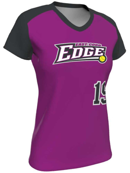 Quick Ship - "Curve" Custom Sublimated Cap Sleeve Softball Jersey Quick Ship Jerseys - 5 Days All Sports Uniforms