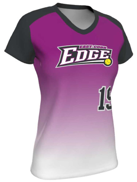 Quick Ship - "Curve Gradient" Custom Sublimated Cap Sleeve Softball Jersey Quick Ship Jerseys - 5 Days All Sports Uniforms