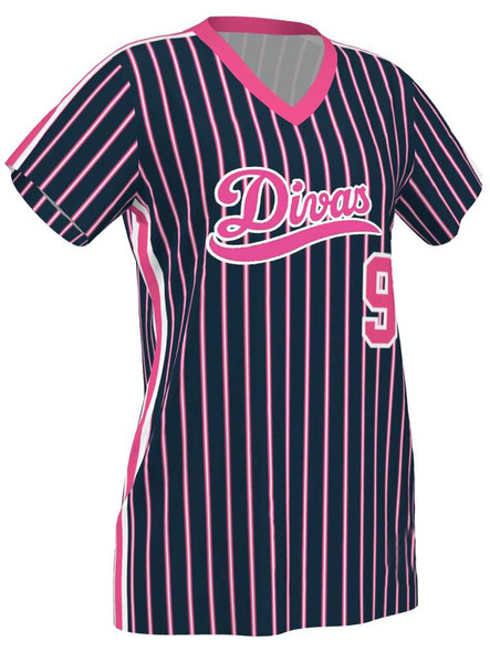 Control Series Premium "Diva" Custom Sublimated V Neck Softball Jersey Premium Softball Vnecks All Sports Uniforms