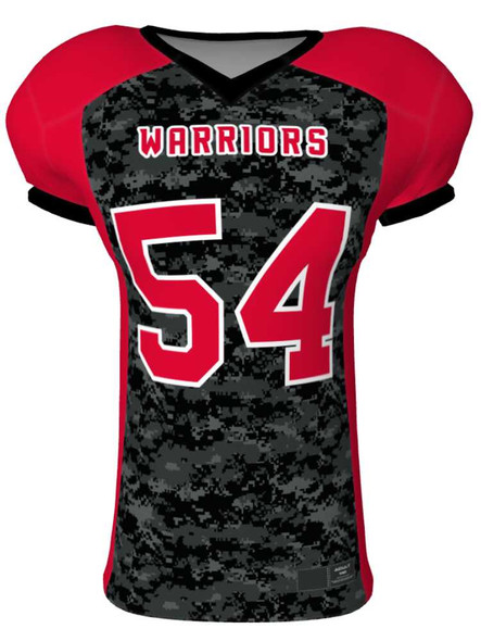 Quick Ship - "Hike Camo" 4 Way Stretch Pro Fabric Custom Sublimated Football Jersey Quick Ship Football Jerseys All Sports Uniforms
