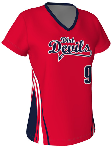 Quick Ship - "Corkscrew" Custom Sublimated Cap Sleeve Softball Jersey