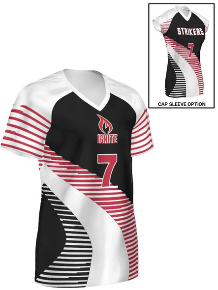 Saver Series - "Cross Play" Short or Cap Sleeve Custom Sublimated Volleyball Jersey Short & Cap Sleeve Volleyball Jerseys All Sports Uniforms