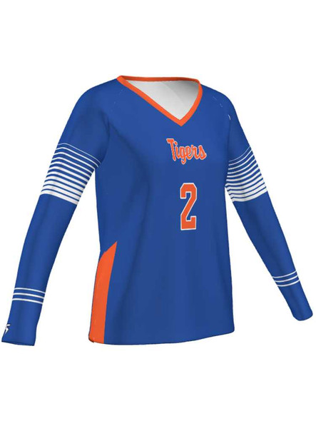 Quick Ship "Slam" Custom Sublimated Volleyball Jersey Quick Ship - Long Sleeve Volleyball Jerseys All Sports Uniforms