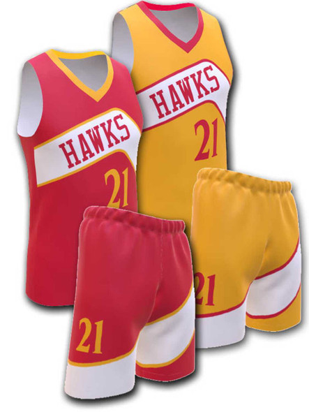 Quick Ship - Womens/Girls "Hawk" Custom Sublimated Reversible Basketball Uniform Quick Ship Womens Reversible Basketball All Sports Uniforms