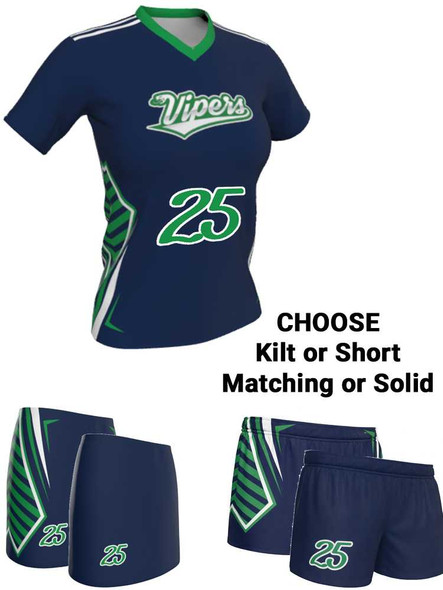 Dawg - Ladies/Girls "Pack Leader" Custom Sublimated Short Sleeve Lacrosse Uniform Short Sleeve All Sports Uniforms