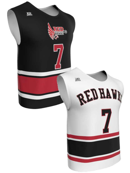 Mens/Youth "Fast Lane" Custom Sublimated Reversible Wide Shoulder Sleeveless Lacrosse Game Jersey Wide Shoulder All Sports Uniforms