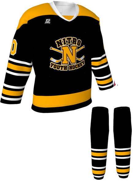 Dawg - Adult/Youth "Top Dawg" Custom Sublimated V-Neck Non-Yoked Hockey Jersey + Socks