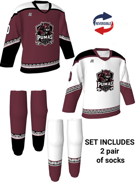 Dawg - Adult/Youth "Arizona Dawg" Custom Sublimated Reversible V-Neck Yoked Hockey Jersey + Socks