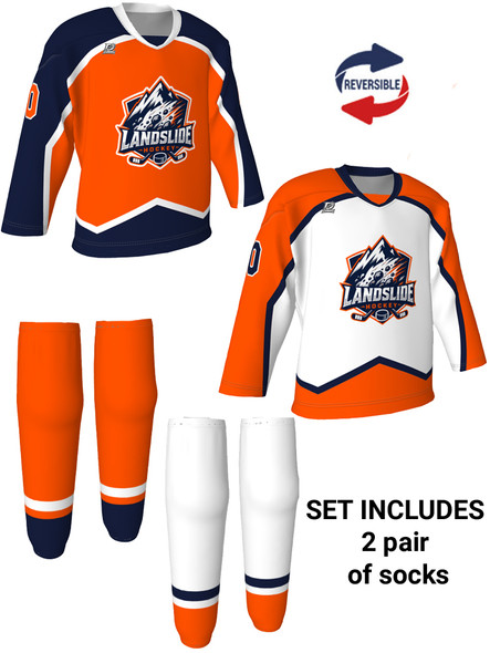 Dawg - Adult/Youth "Colorado Dawg" Custom Sublimated Reversible V-Neck Yoked Hockey Jersey + Socks