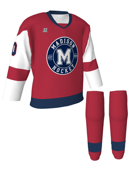 Dawg - Adult/Youth "Classic" Custom Sublimated V-Neck Non-Yoked Hockey Jersey + Socks