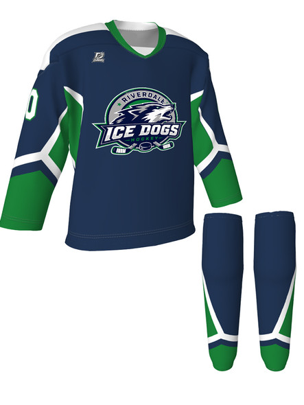 Dawg - Adult/Youth "Power Play" Custom Sublimated V-Neck Non-Yoked Hockey Jersey + Socks